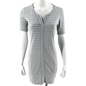 Athleta Gray White Striped Soft Short Shirt Tshirt Dress Women’s Size Small
